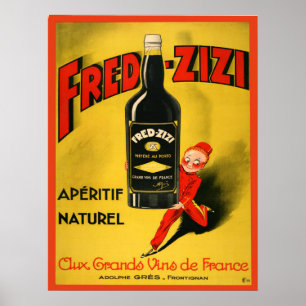 Vintage Poster mit französischer Weinwerbung