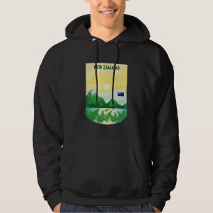 Vintage Poster Neuseeland Landschaft Natur Berg Hoodie