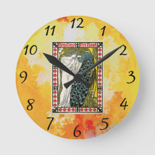 Vintage Poster:Peacock:Woman Runde Wanduhr