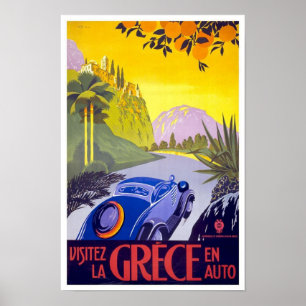 Vintage Poster Reisen Griechenland Auto