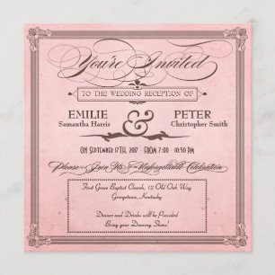 Vintage Poster Rosa & Braun nur für Empfang Einladung