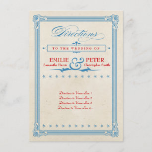 Vintage Poster Rot, Weiß & Blau Richtungskarte Begleitkarte