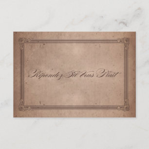 Vintage Poster Style Rustic Cocoa Hochzeit RSVP Karte