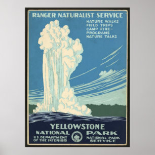 Vintage Poster, Yellowstone National Park Geysir Poster