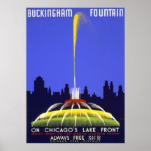 Vintage Posters, Chicago Buckingham Fountain WPA