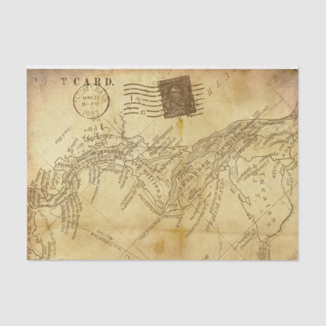 Vintage Postkarte Antike Seidenpapier