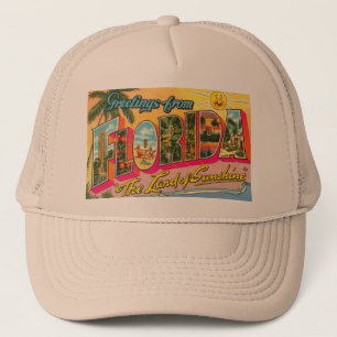 Vintage-Postkarte aus Florida Truckerkappe