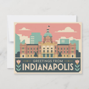 Vintage-Postkarte aus Indianapolis Grüße aus Postkarte