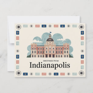Vintage-Postkarte aus Indianapolis   Grüße aus Postkarte