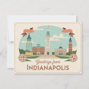 Vintage-Postkarte aus Indianapolis   Grüße aus Postkarte