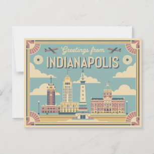 Vintage-Postkarte aus Indianapolis   Grüße aus Postkarte
