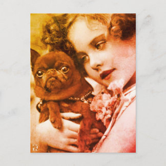 Vintage Postkarte Bulldogge mein bester Freund