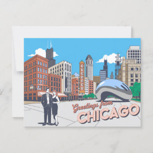 Vintage Postkarte Chicago   Grüße aus Chicago
