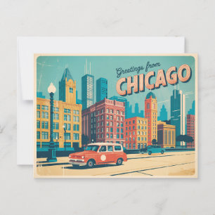 Vintage Postkarte Chicago   Grüße aus Chicago