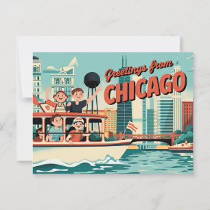 Vintage Postkarte Chicago   Grüße aus Chicago