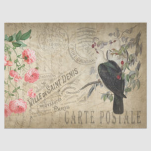 vintage Postkarte Decoupage Seidenpapier