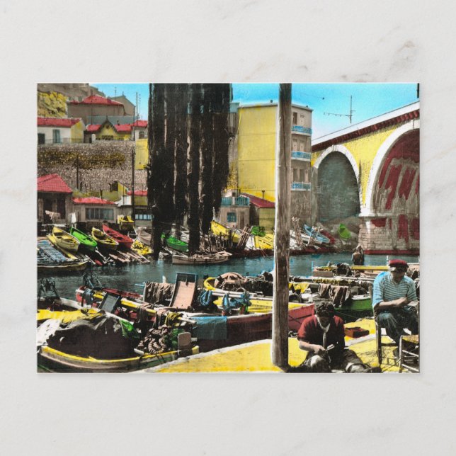 Vintage Postkarte der Replik, Marseille, (Vorderseite)