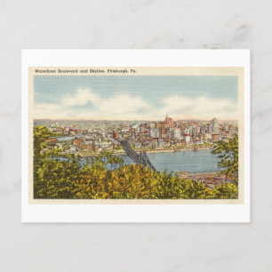 Vintage Postkarte der Skyline von Pittsburgh