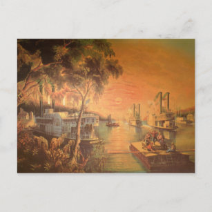 Vintage Postkarte des Mississippi-Flusses