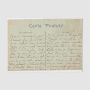 Vintage Postkarte Englisch Schrift Grün Seidenpapier
