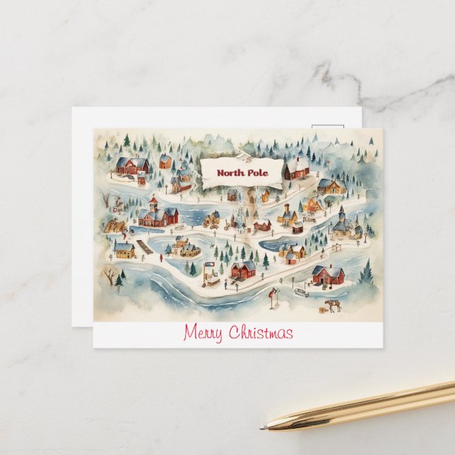 Vintage Postkarte Frohe Weihnachten (Vorderseite/Rückseite Beispiel)