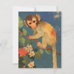 Vintage Postkarte für Affen