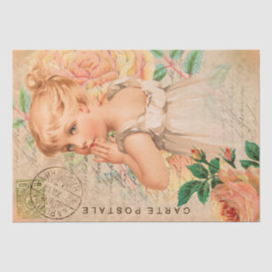 Vintage-Postkarte für Baby-Mädchen mit Decoupage-S Seidenpapier