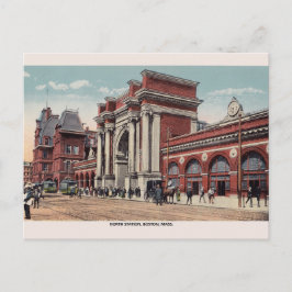 Vintage Postkarte für den Bahnhof Boston