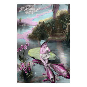 Vintage Postkarte für den französischen April Poster