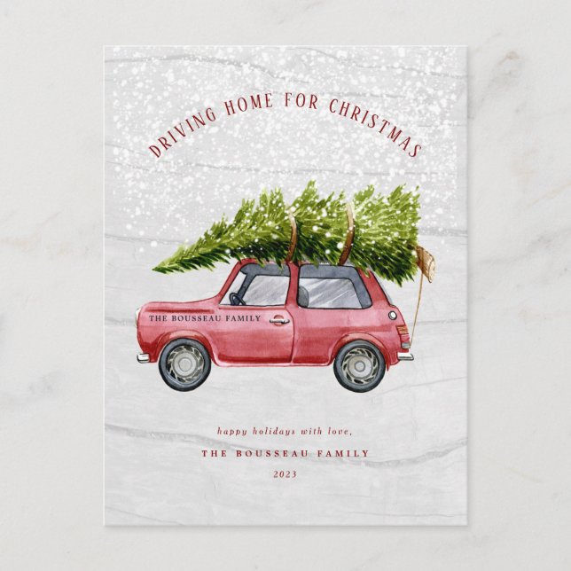 Vintage Postkarte für die Retro Car Tree Family (Vorderseite)