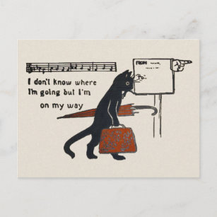Vintage Postkarte für die schwarze Katze