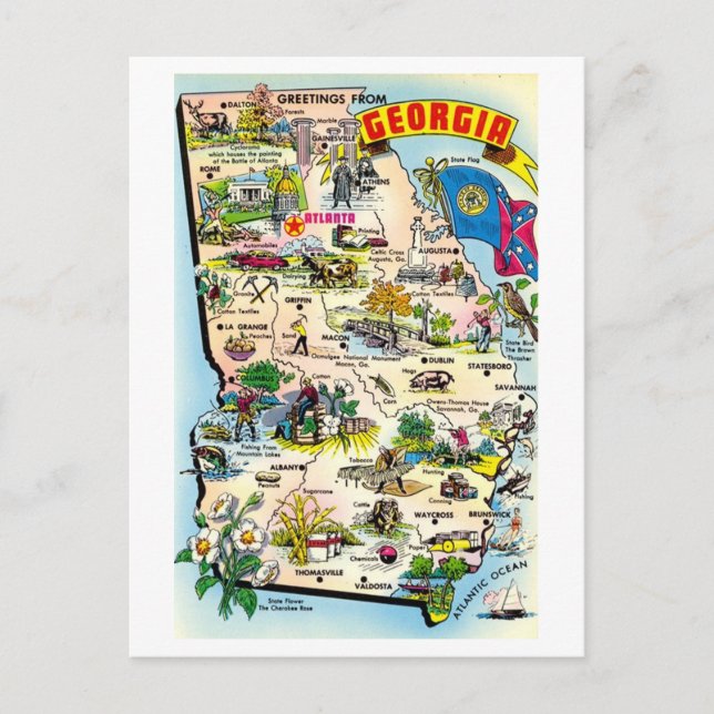 Vintage Postkarte Georgiens (Vorderseite)