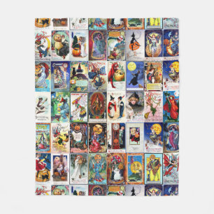 Vintage Postkarte Halloweens Fleecedecke