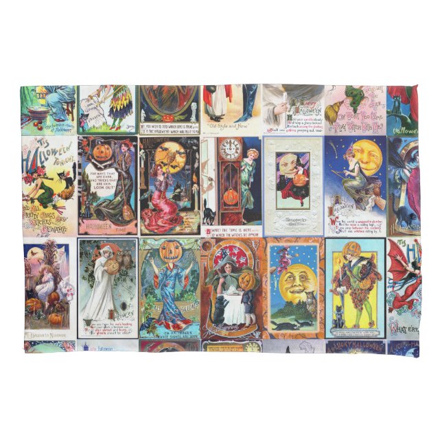 Vintage Postkarte Halloweens Kissenbezug (Vorderseite-Links)