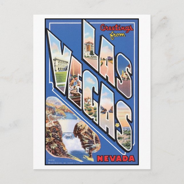 Vintage Postkarte Las Vegas (Vorderseite)