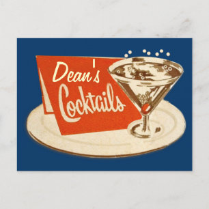 Vintage Postkarte - Martini-Glascocktails