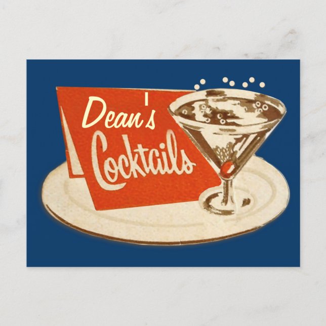 Vintage Postkarte - Martini-Glascocktails (Vorderseite)