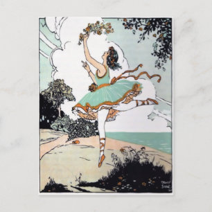 Vintage-Postkarte mit Balletttänzerin Postkarte