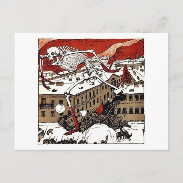 Vintage Postkarte mit blutiger Revolte (Vorderseite)