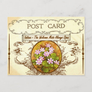Vintage-Postkarte mit dem Staatsblume von Indiana Postkarte
