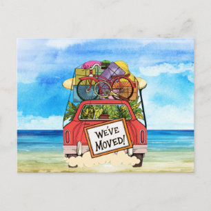 Vintage-Postkarte mit neuer Adresse Strand Ankündigungspostkarte