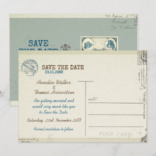 Vintage Postkarte mit Stempel Hochzeit Termin vor
