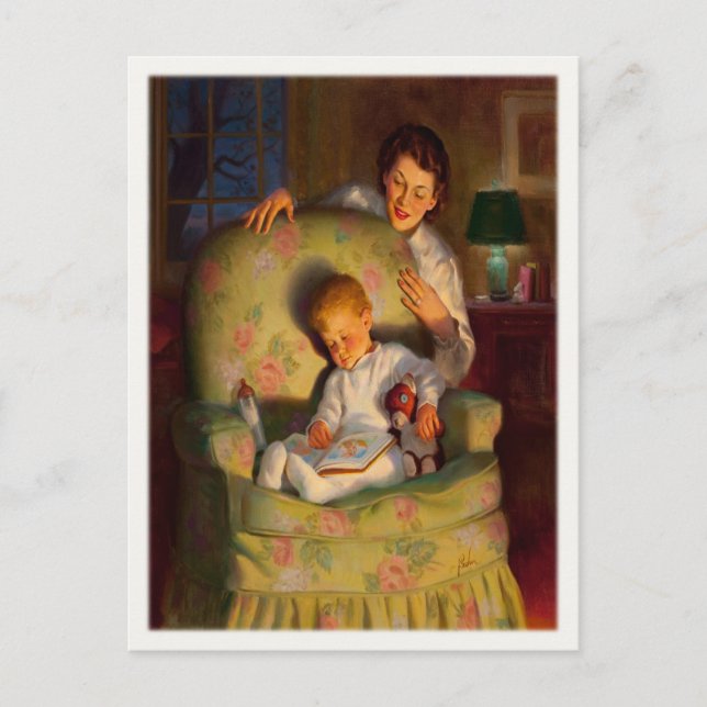 Vintage Postkarte mit Sweet Sleeping Baby (Vorderseite)