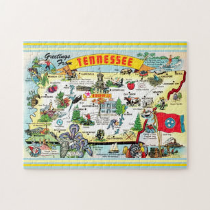 Vintage-Postkarte mit Tennessee-Karte als Puzzle