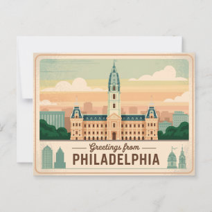 Vintage Postkarte Philadelphia Grüße aus