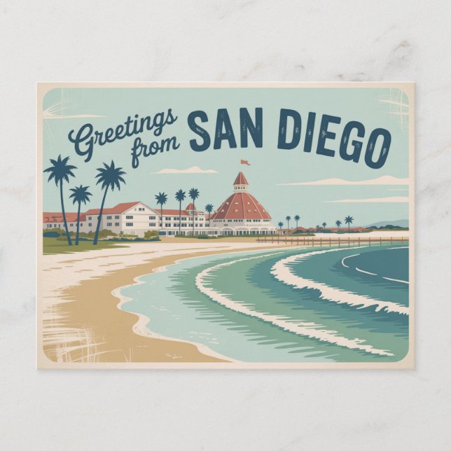 Vintage Postkarte San Diego | Grüße aus (Vorderseite)