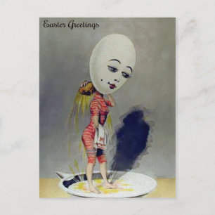 Vintage Postkarte Seltsame Eier Lady