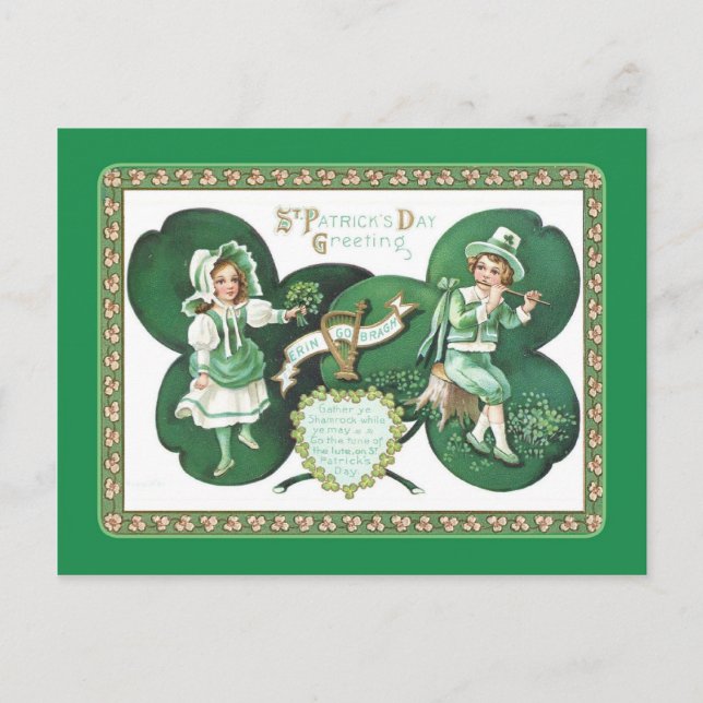 Vintage Postkarte St Patrick's Day (Vorderseite)