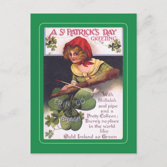 Vintage Postkarte St Patrick's Day (Vorderseite)
