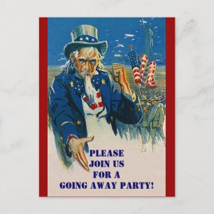Vintage Postkarte Uncle Sam Patriotic Einladung